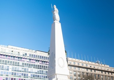 the piramide de mayo (may pyramid), on plaza de mayo square is the oldest national monument in the city of buenos aires, argentina.
