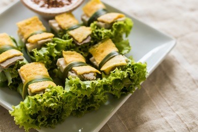 vietnam food style roll salad and vegetable