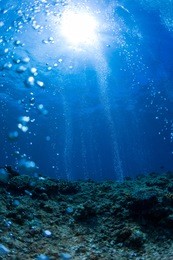 rising bubbles from reef - deep depth