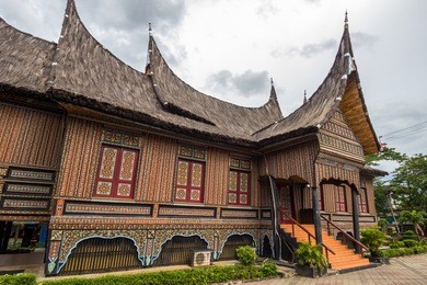 the traditional house of indonesia, replica traditional house western sumatra, padang
