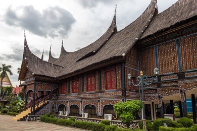 the traditional house of indonesia, replica traditional house western sumatra, padang