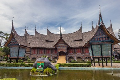 the traditional house of indonesia, replica traditional house western sumatra, padang