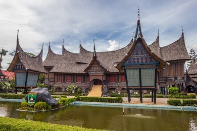 the traditional house of indonesia, replica traditional house western sumatra, padang