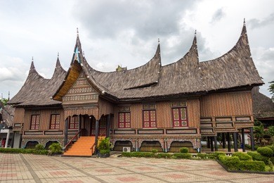 the traditional house of indonesia, replica traditional house western sumatra, padang