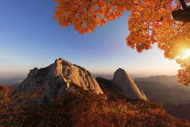 autumn at bukhansan mountain seoul  south korea 