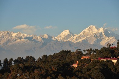 view of central himalayas from nagarkot near kathmandu, nepal; highest peak is dorje lhakpa - 6966 meters or 22,854 feet