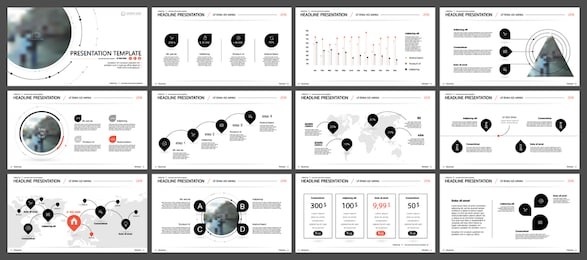 red and black elements for infographics on a white background. presentation templates. use in presentation, flyer and leaflet, corporate report, marketing, advertising, annual report, banner.