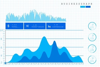 2d rendering stock market online business concept. business graph 