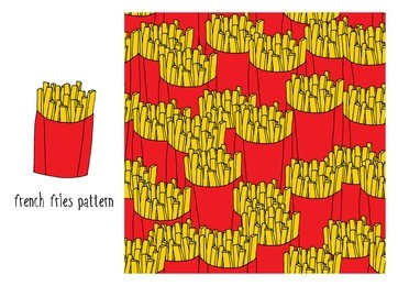 seamless vector french fries pattern.