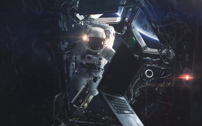 astronaut. abstract space wallpaper. universe filled with stars, nebulas, galaxies and planets. elements of this image furnished by nasa