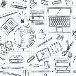 back to school seamless vector pattern. good for textile fabric design, wrapping paper and website wallpapers. vector illustration.