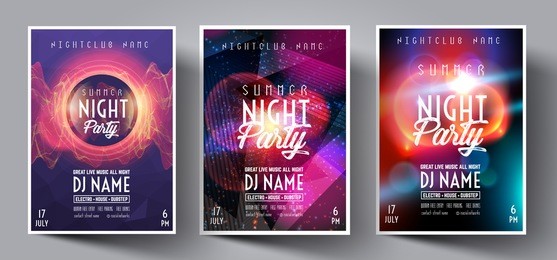 dance club night summer party flyer brochure layout template. club party banner design. vector illustration