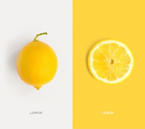 creative layout made of lemon. flat lay. food concept.
