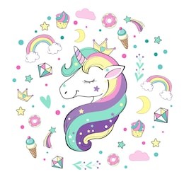 unicorn and pop art elements