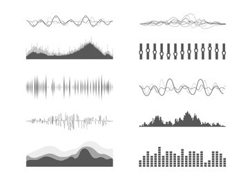 vector music sound waves set. audio digital equalizer technology, console panel, pulse musical.