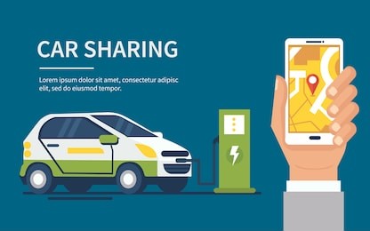 car sharing concept banner. flat style vector illustration.