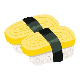 illustration of japanese food omelette tamago nigiri sushi