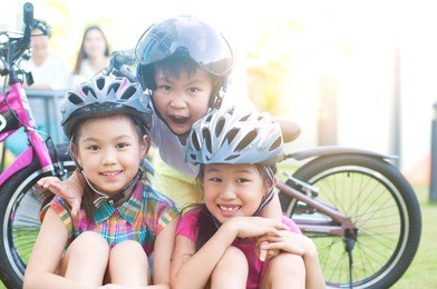 outdoor portrait of beautiful asian kids