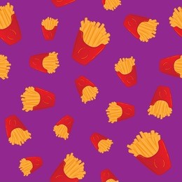 hand drawn french fries fast food seamless pattern. can be used for printing on textile, pattern fills, web page background, textures or gift wrap and wallpapers