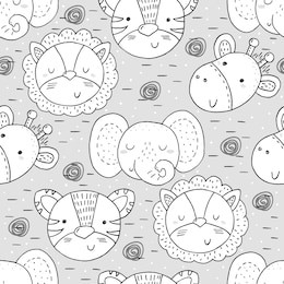 cute hand drawn doodles funny african animals. seamless pattern.