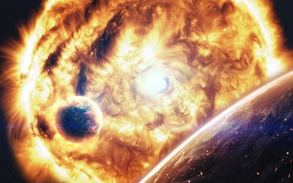 extremely hot star. liquid plasma. science fiction space wallpaper, incredibly beautiful planets, galaxies, dark and cold beauty of endless universe. elements of this image furnished by nasa