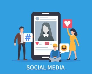 
social media concept banner. flat style vector illustration.