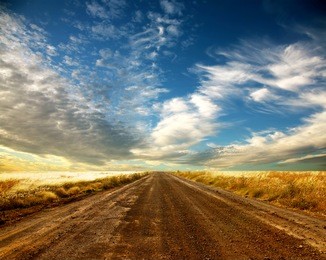 country road and beautiful cloudscape