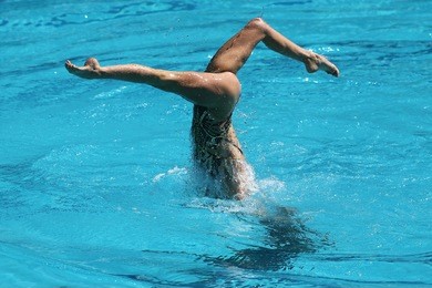 synchronized swimming during competition