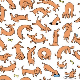 colorful dog vector seamless pattern and background