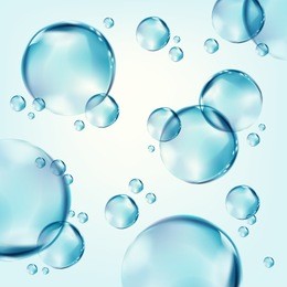 pure blue water bubbles. realistic vector bubbles.