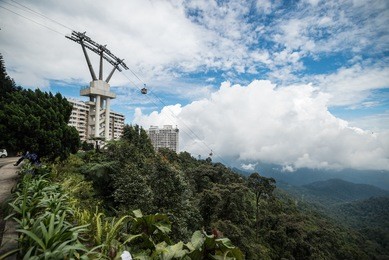 cable car and view of genting highland, malaysia.