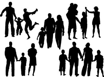 "vector of silhouettes of families in different situations