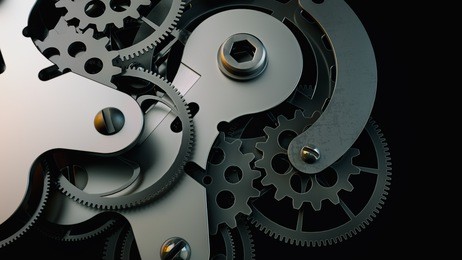 black clock gear is made up of 3d programs. 3d render and illustration.