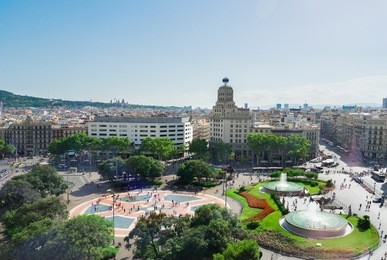 plaza catalunia famous square of barcelona, spain