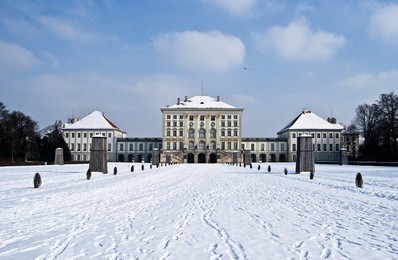 nymphenburg palace in winter in munich, germany