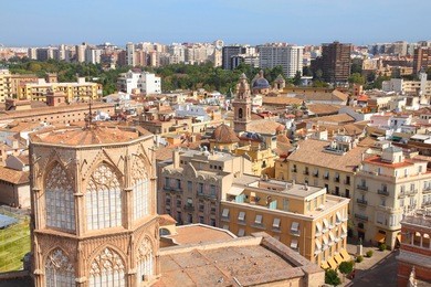 valencia, spain. skyline seen from famous cathedral tower.