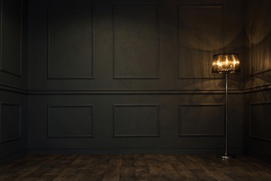 empty elegant vintage room at night with copy space