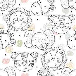cute hand drawn doodles funny african animals. seamless pattern.