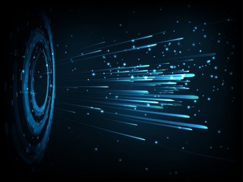 high speed. hi-tech. abstract technology background concept.speed movement pattern and motion blur over dark blue background.