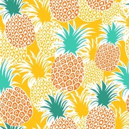 cute pineapples background. yellow pineapples seamless pattern. pineapples vector illustration.