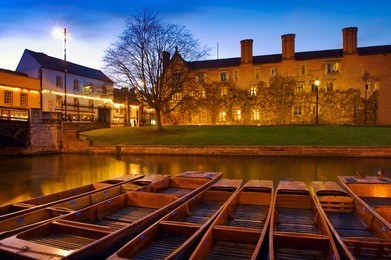 punts on the river cam - cambridge, england