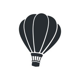 vector illustration. silhouette of hot air balloon. air transport for travel. isolated on white background
