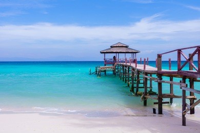 a hut in the sea, mantanani island, sabah