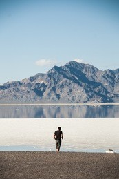 alone in the desert at salt lakes near salt lake city, utah