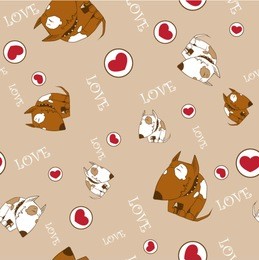 nice doggy with heart seamless pattern. vector.