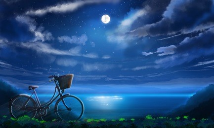 night sky full moon over moonlit water
