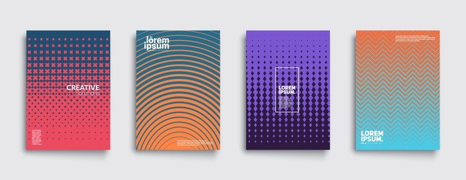 minimal covers design. colorful halftone gradients. future geometric patterns. eps10 vector.