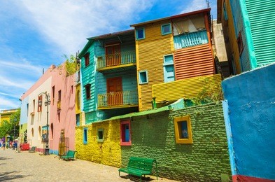 bright colors of caminito street in la boca neighborhood of buenos aires, argentina