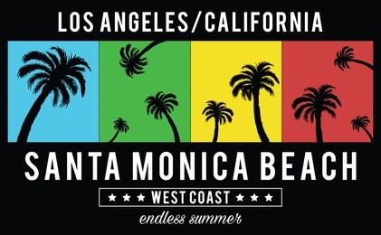 vector design with palms and typo for tee print