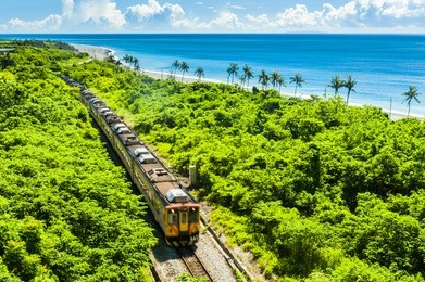 train rail near the sea in taitung
